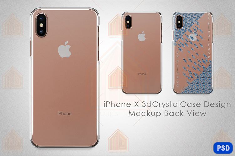 Apple iPhone X 3dCrystal case design Mock-up Back View