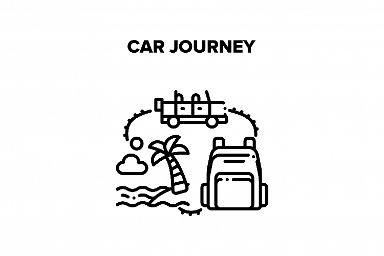 Car Journey Vector Black Illustration example image 1