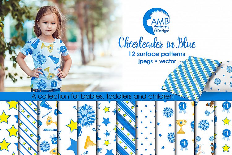Cheerleader in Blue patterns,Cheerleader blue papers AMB-887 example image 1