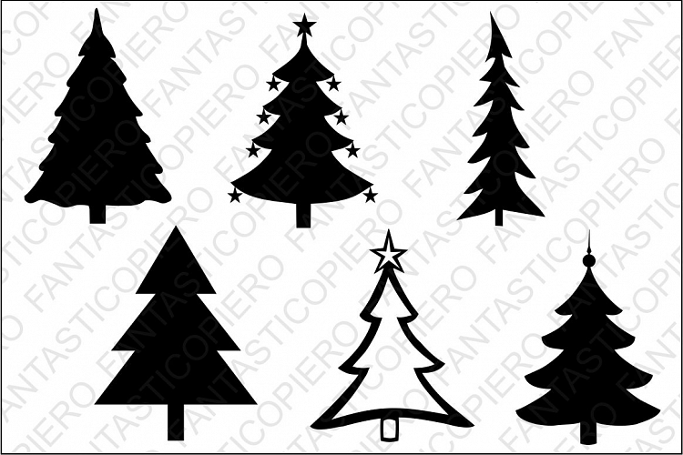 Christmas tree SVG files for Silhouette Cameo and Cricut. Christmas tree clipart PNG included.