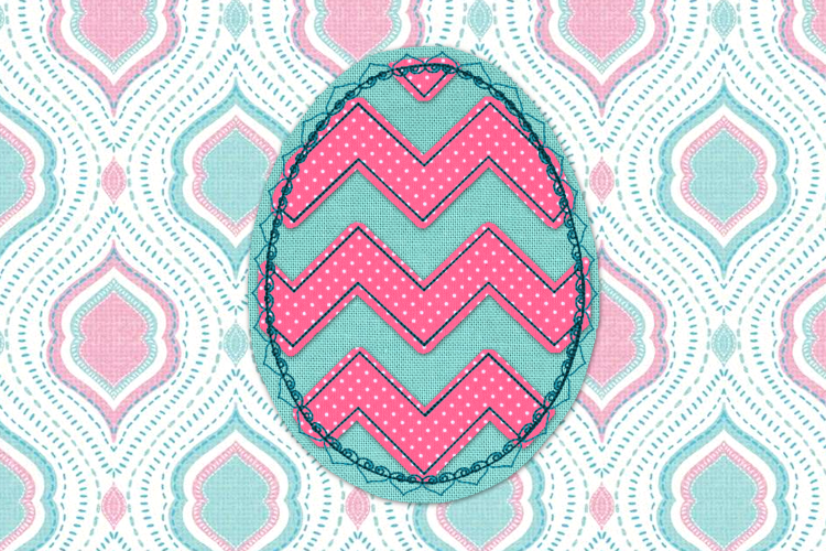 Raggy Chevron Easter Egg Heart Edge Applique Embroidery
