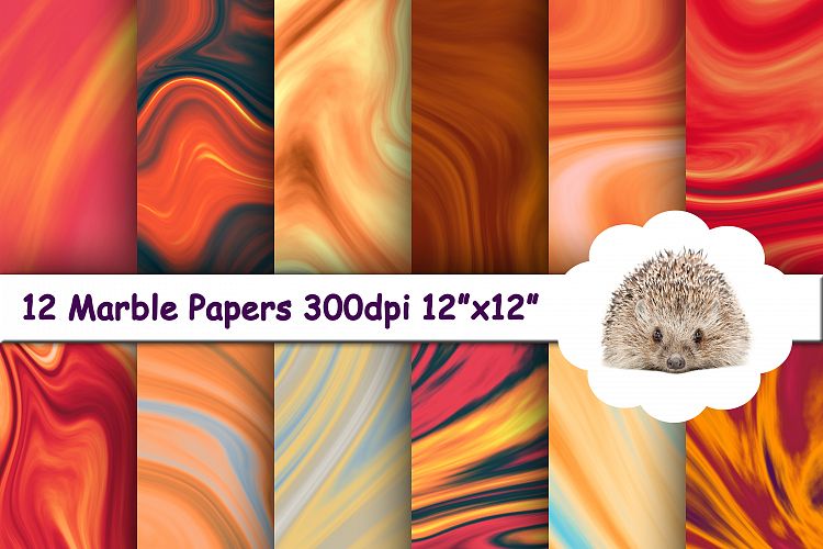 12 Orange Marble Textures / Backgrounds / Papers