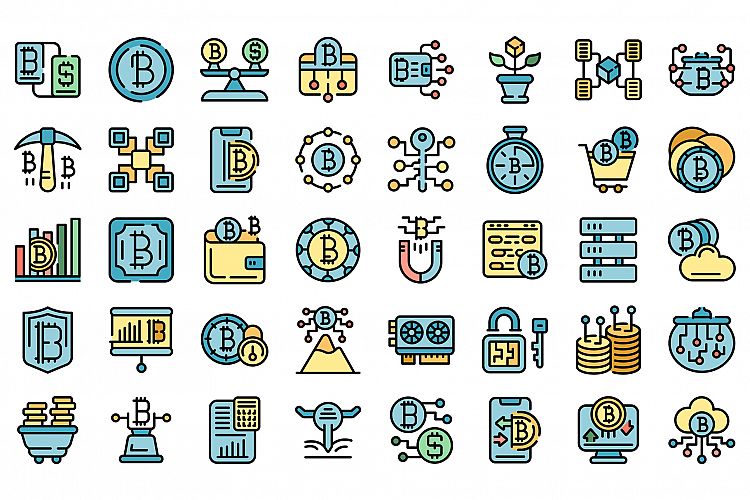 Cryptocurrency icons set vector flat example image 1