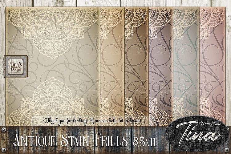 Frills and Antique 1 Stained 8.5" x 11" 6pc Scrolls Lace