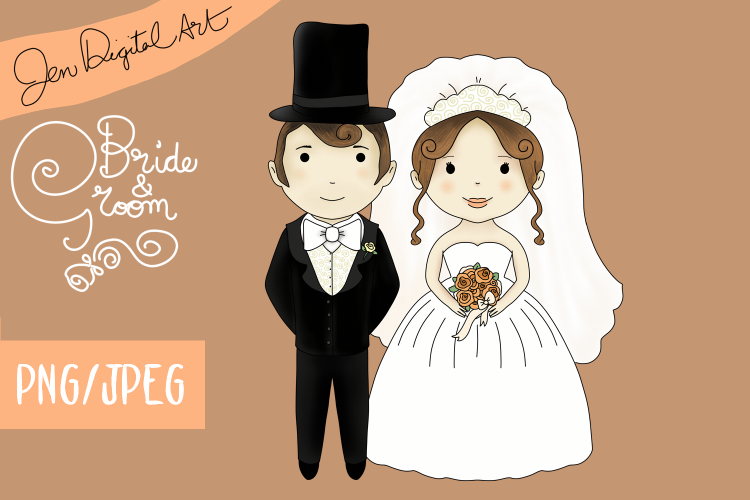 Bride And Groom Wedding | Clip art illustration | PNG/JPEG