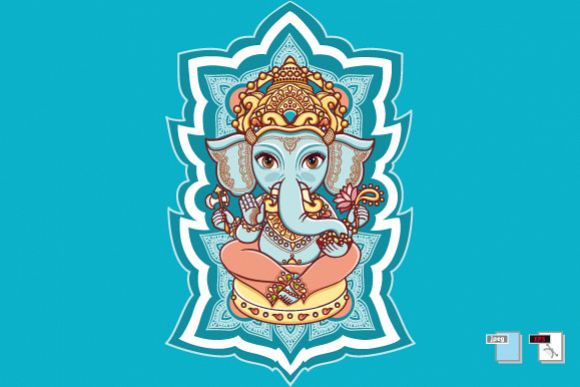 Hindu elephant head God Lord Ganesh. Vector elements isolated. 