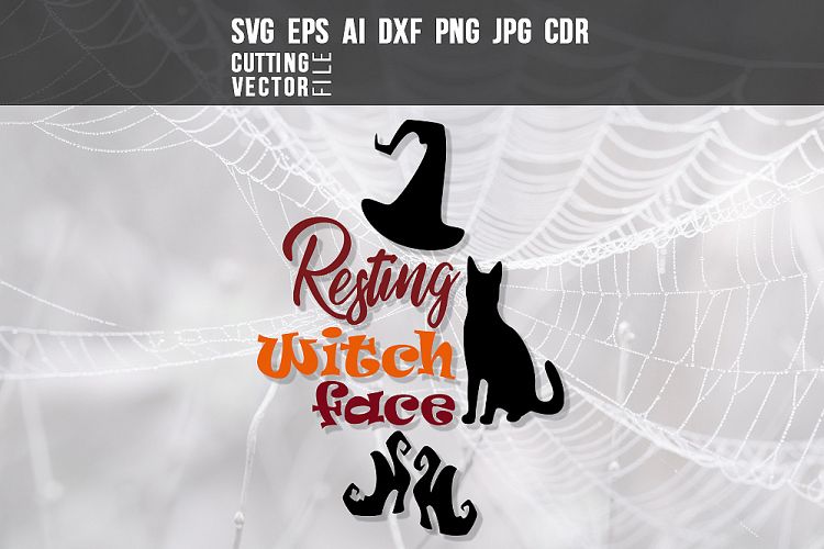 Resting Witch Face - svg, eps, ai, cdr, dxf, png, jpg