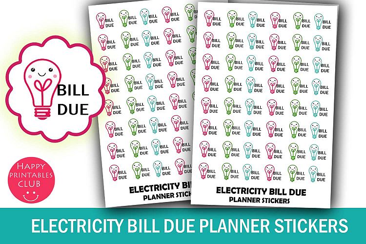 Electricity Bill Due Planner Stickers- Bill Due Stickers