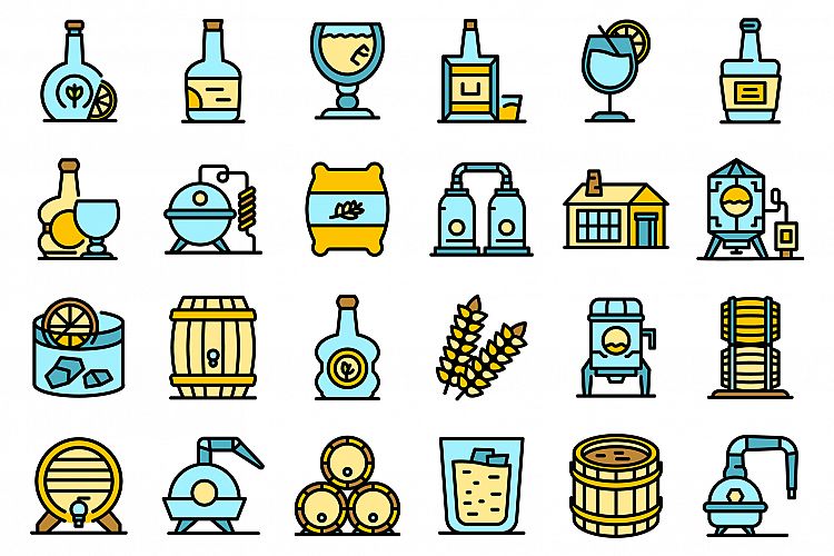 Bourbon icons set vector flat example image 1