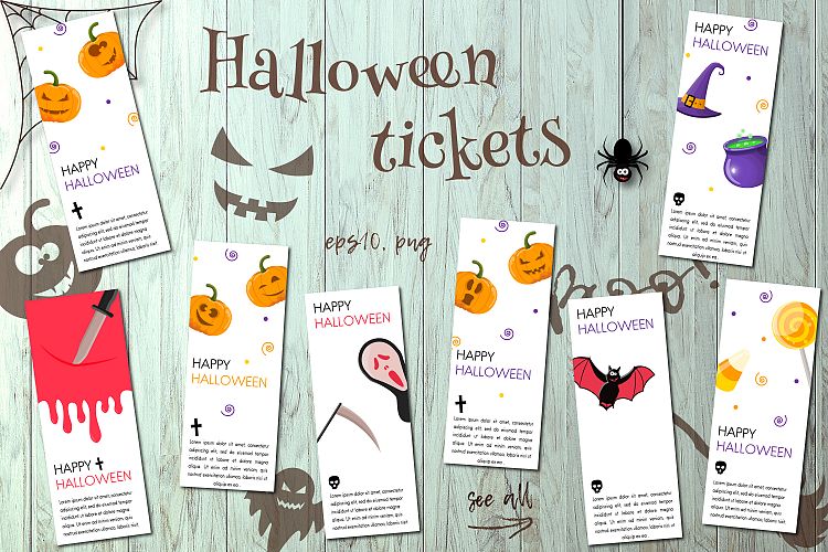 Haloween party tickets collection.