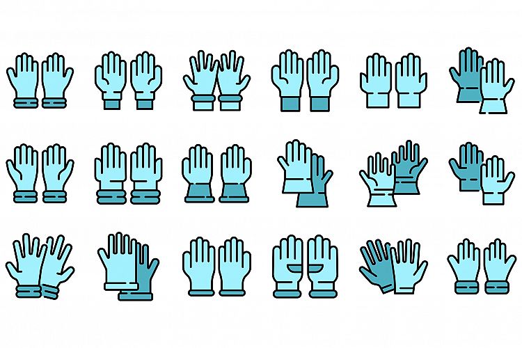 Medical gloves icons set vector flat example image 1