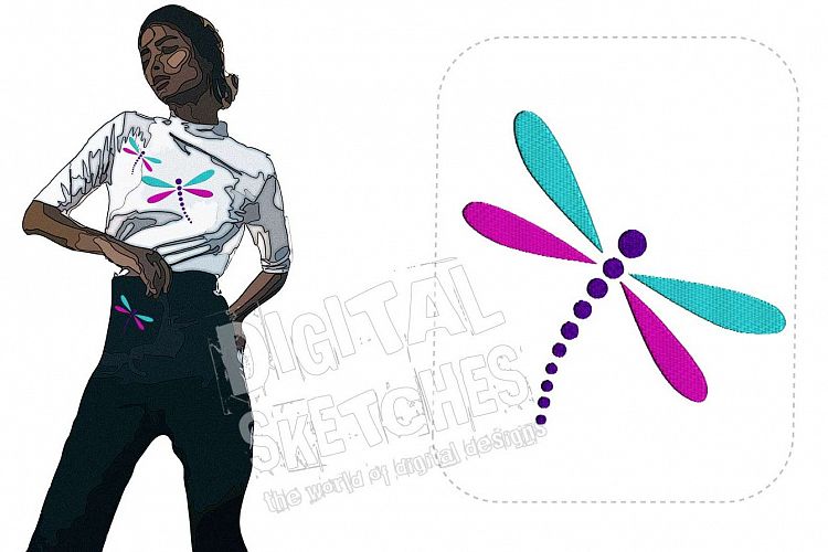 Machine Embroidery Design Odonata Dragon Fly 4 Sizes