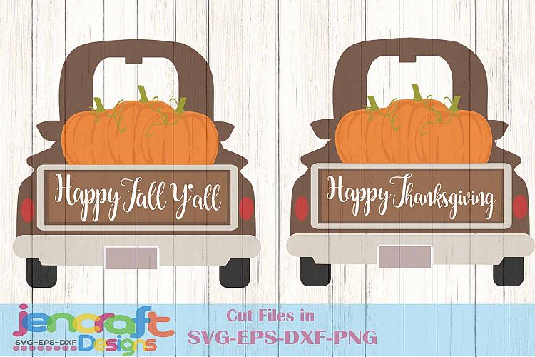 Vintage Fall Pumpkin Red truck SVG Thanksgiving antique old