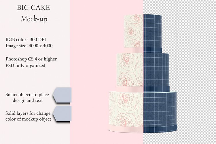 Cake mockup. Product place. PSD object mockup.