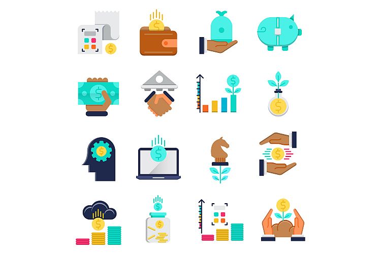 Finance flat icons set