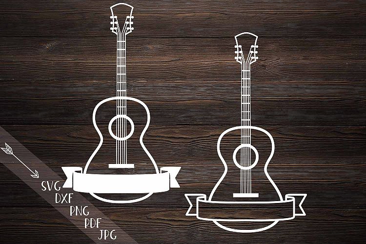 Download guitar ribbon split monogram dxf svg file papercut template