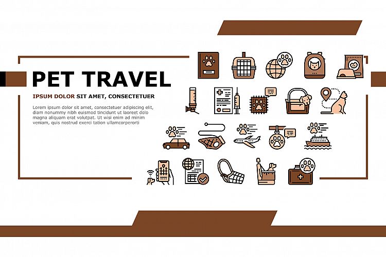 Pet Travel Equipment Landing Header Vector example image 1