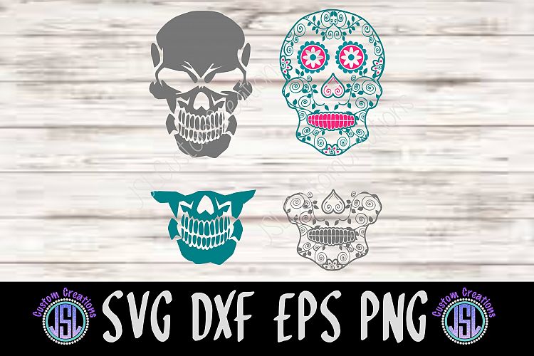 Skull Masks Bundle Set of 4 | SVG DXF EPS PNG Digital File