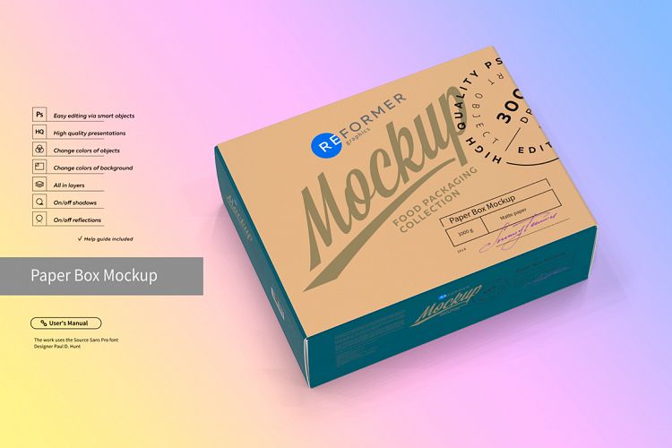 Paper Box Mockup Half Side View