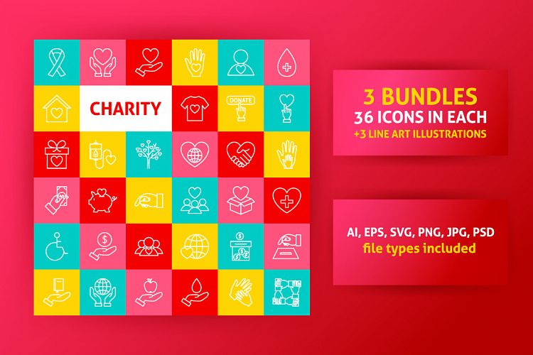 Charity Line Art Icons