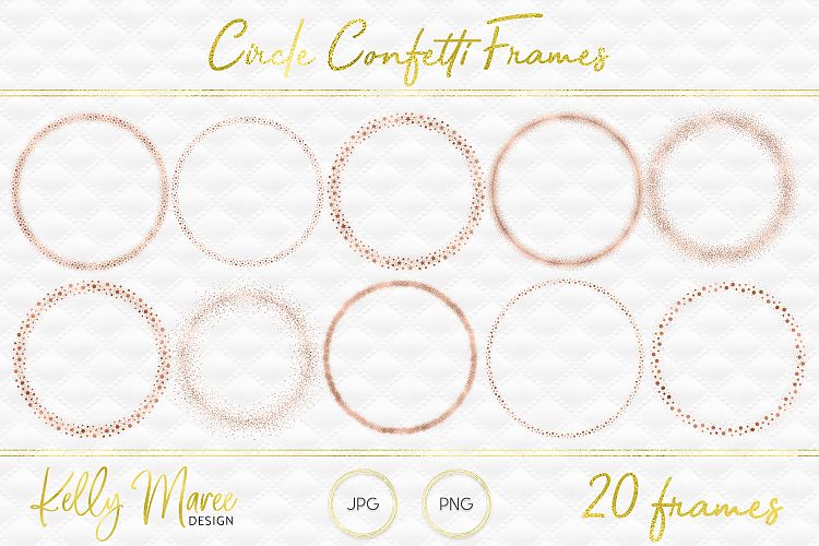 Rose Gold Circle Confetti Frames