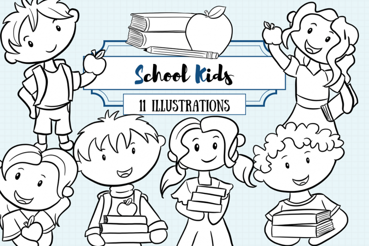 School Kids Digital Stamps Collection