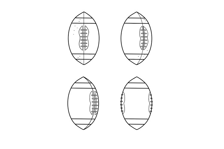 American Football Ball Spinning Sequence Drawing
