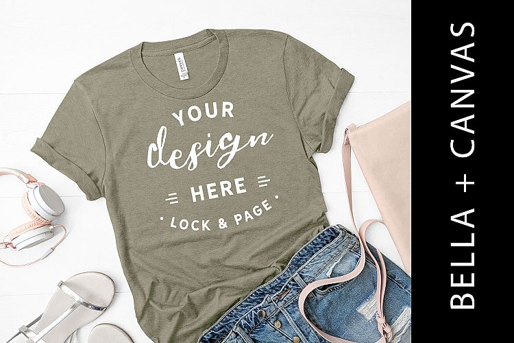 Heather Stone Bella Canvas 3001 T-Shirt Mockup