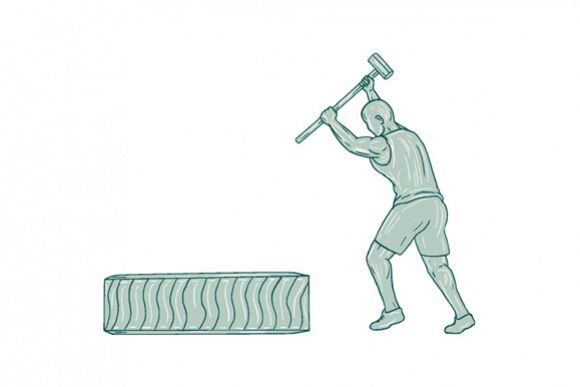 Fitness Athlete Sledge Hammer Striking Tire Drawing example image 1