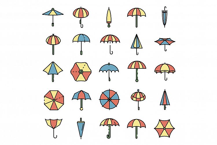 Umbrella icons vector flat