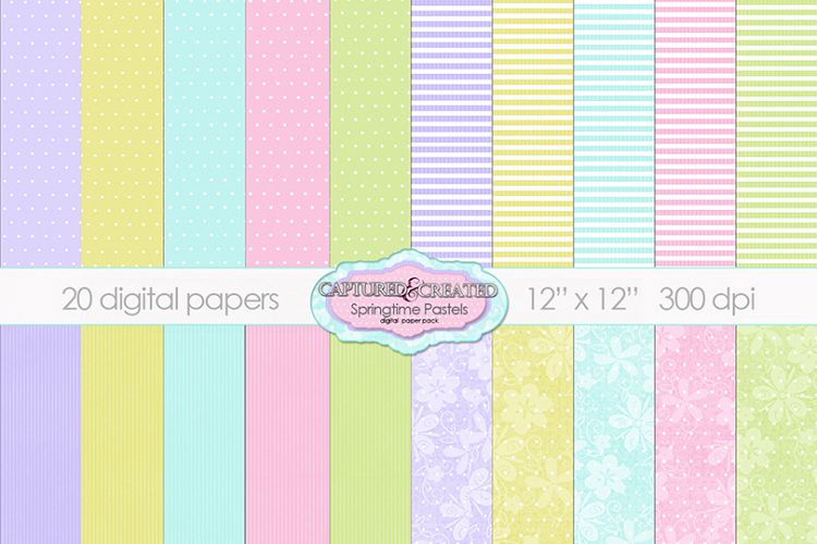 20 Springtime Pastel Papers.Set 1 example image 1