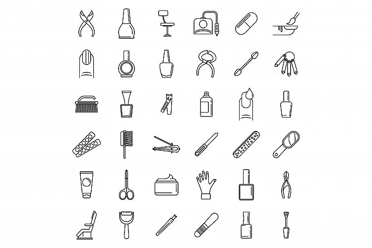 Home manicurist icons set, outline style example image 1
