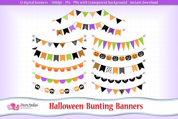 Halloween bunting banners clipart
