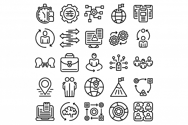 Adaptation icons set, outline style example image 1