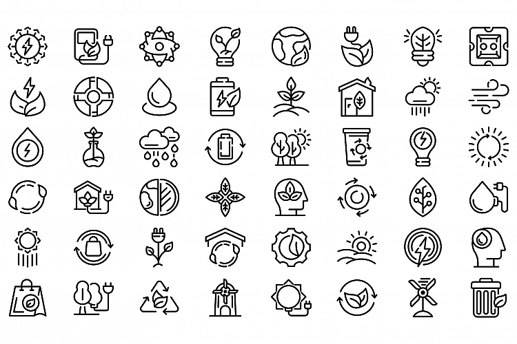 Natural resources icons set, outline style example image 1