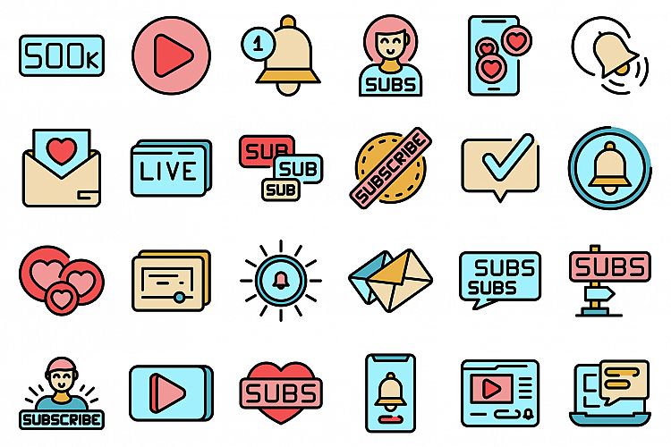 Subscribe icons set vector flat example image 1