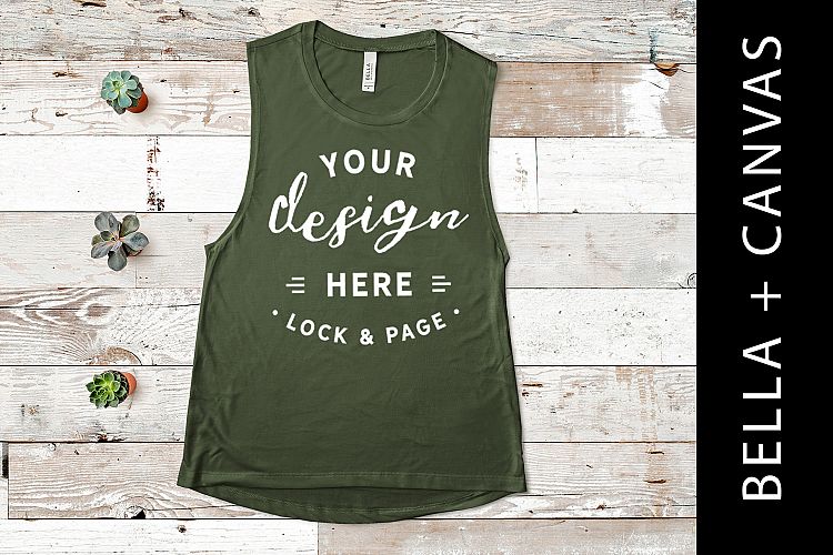 Military Green Bella Canvas 8803 Mockup Tank Top Muscle Top