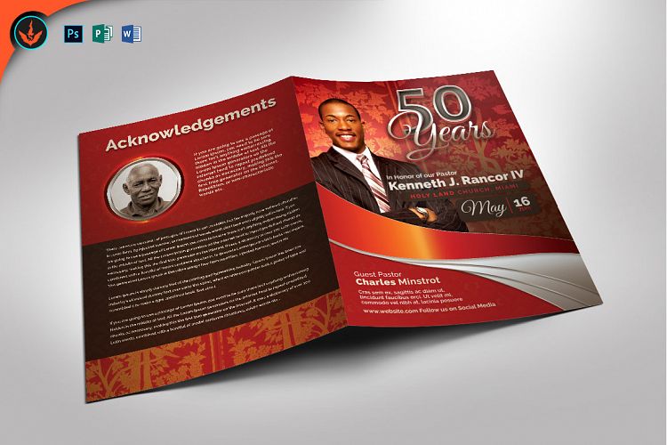 Red Silver Anniversary Program Photoshop, Word, Publisher