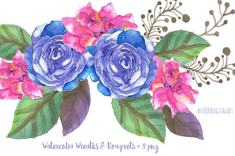 Watercolor Flowers Clipart Wedding Flowers