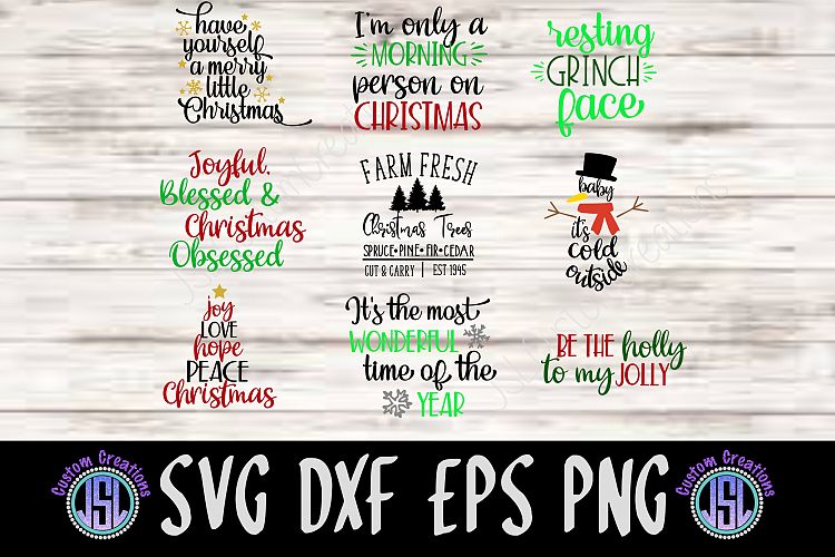 Christmas Sayings | Set of 9 Bundle | SVG DXF EPS PNG Files