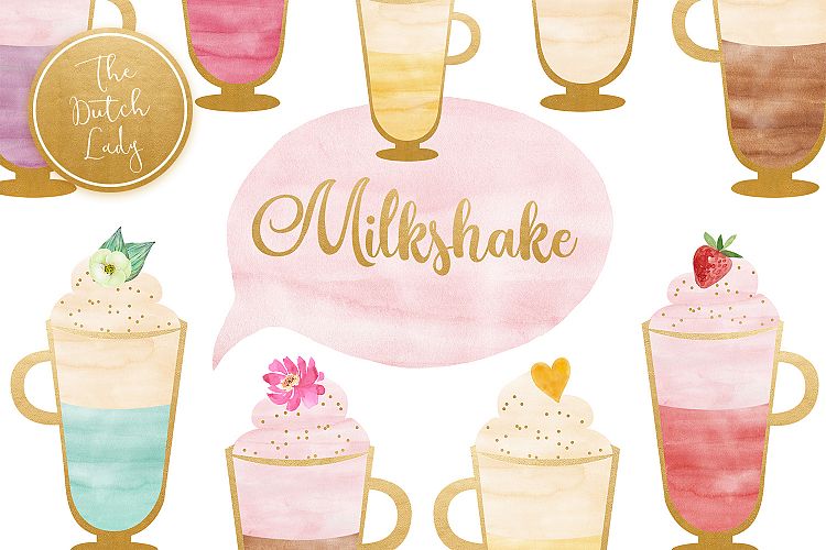 Watercolor Milkshake Sorbet Clipart