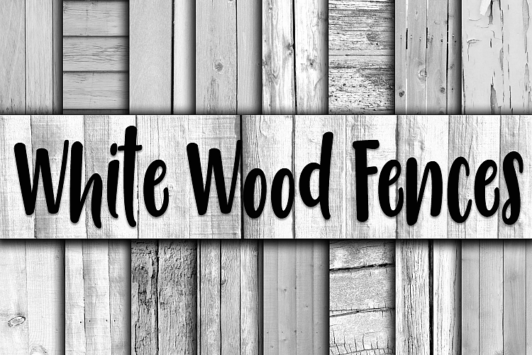 White Wood Fence Textures Digital Paper