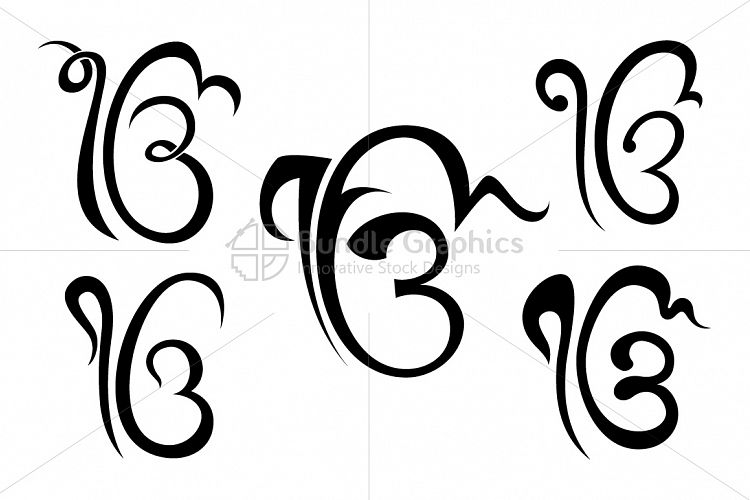 Ik Onkar - Sikh Religious Symbol Calligraphic Set