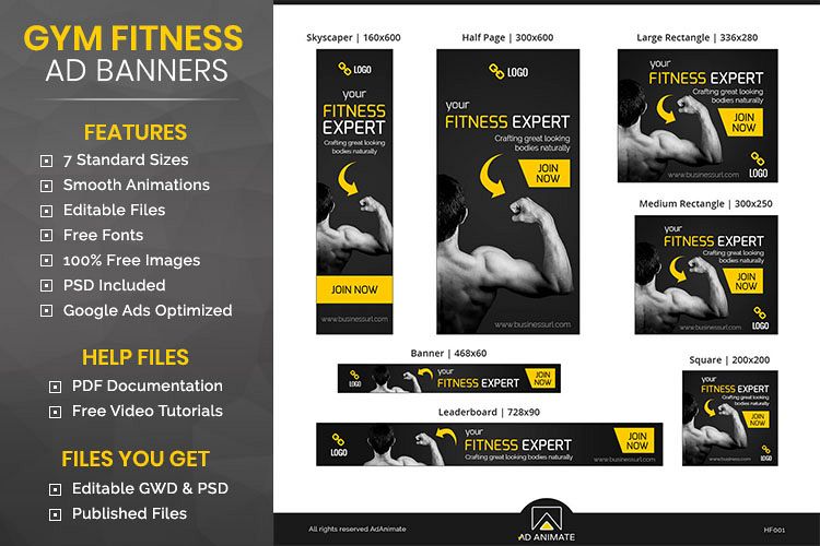 Health & Fitness| Gym Expert Animated Banner Ads - HF001
