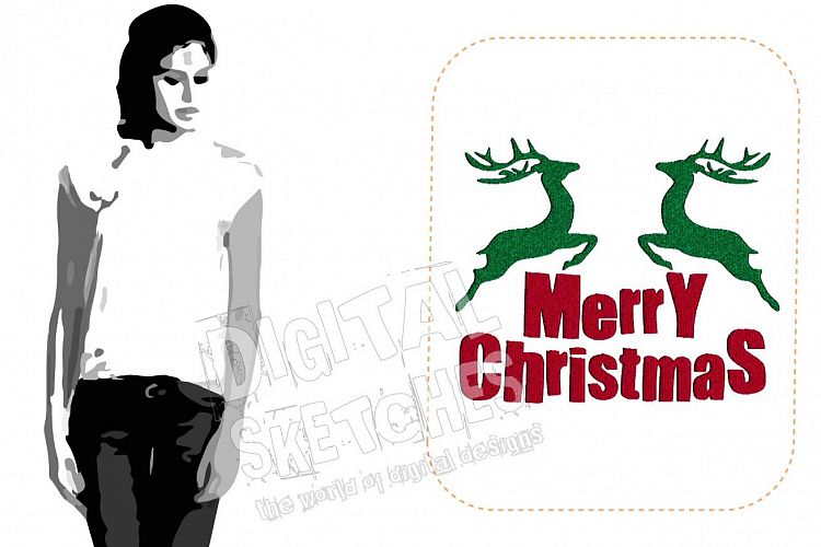 Deer Machine Embroidery Design Christmas Frohe Weihnachten