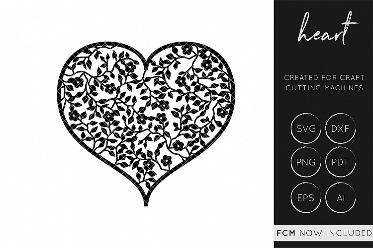 Floral Heart SVG Cut File - DXF Cut File / FCM Cut File