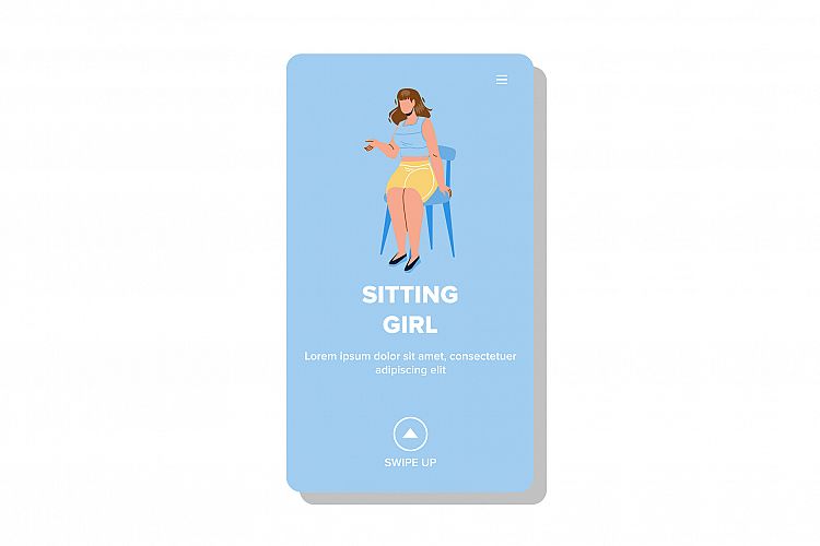 Sitting Girl On Chair Furniture And Talking Vector example image 1