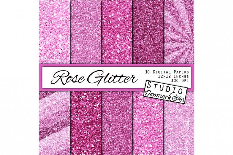 Rose Pink Glitter Digital Paper - Pink Sparkle