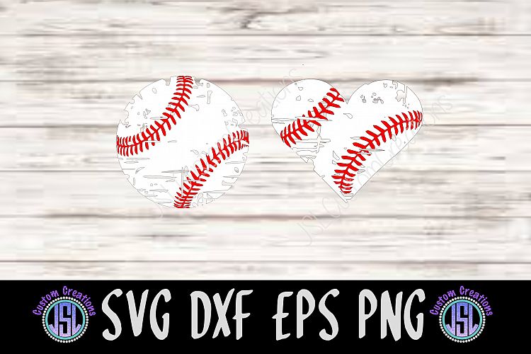 Distressed Baseball Set of 2 Bundle | SVG DXF EPS PNG Files