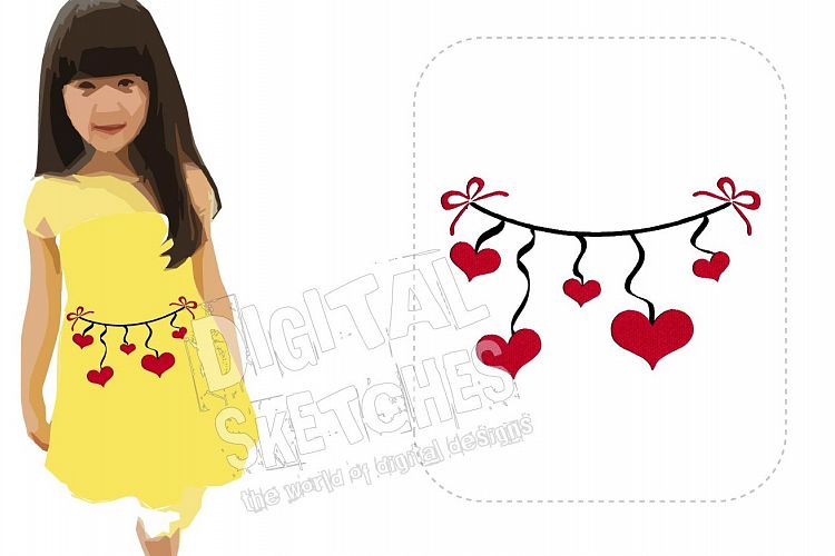 Heart Line Love Machine Embroidery Design 3 Sizes